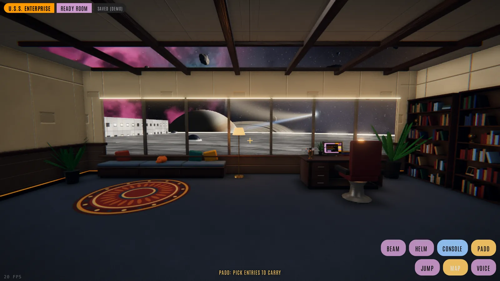 The ready room, one of the custom rooms on deck 8